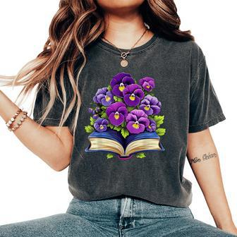 Pansies Flowers Book Pansy Floral Women's Oversized Comfort T-Shirt - Thegiftio UK