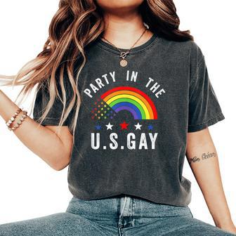 Party In The Us Gay Patriotic Usa Rainbow Flag Women's Oversized Comfort T-Shirt - Monsterry DE