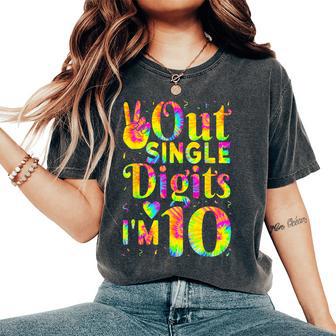 Peace Out Single Digits Im 10 Cute 10 Year Old Girl Birthday Women's Oversized Comfort T-Shirt - Seseable