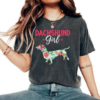 Pet Animal Wiener Sausage Dog Girls Vintage Dachshund Women's Oversized Comfort T-Shirt - Monsterry