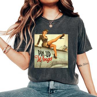 Pin Up Girl Wings Vintage Poster Ww2 Women's Oversized Comfort T-Shirt - Monsterry AU