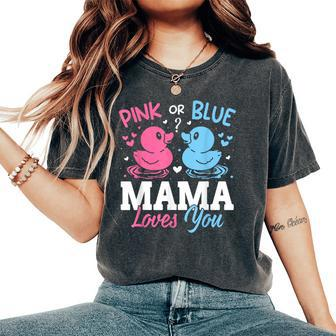 Pink Or Blue Gender Reveal Party Announcement Mama Duck Women's Oversized Comfort T-Shirt - Monsterry CA