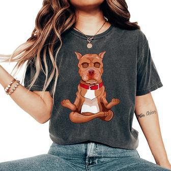 Pitbull Yoga Animal Lover Zen Dog Puppy Yogi Namaste Women's Oversized Comfort T-Shirt - Monsterry AU