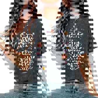 Positive Mind Vibe Life Happy Thoughts Good Quotes Flower Women's Oversized Comfort T-Shirt - Thegiftio
