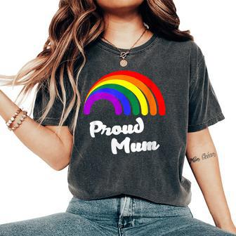 Pride Month Rainbow Flag Equality Proud Mum Lgbt Gay Women's Oversized Comfort T-Shirt - Thegiftio UK