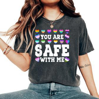 Pride Month You Are Safe With-Me Lgbtq Social Support Women's Oversized Comfort T-Shirt - Monsterry AU