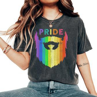 Pride Rainbow Beard Lgbtq Gay Pride Day Quote Saying Meme Women's Oversized Comfort T-Shirt - Monsterry