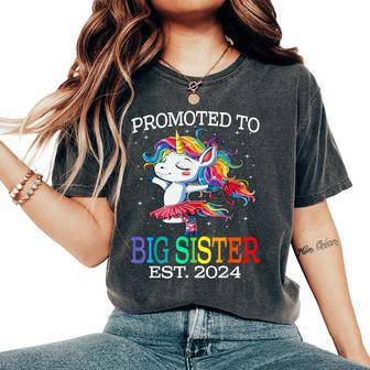 Promoted To Big Sister Est 2024 Unicorn Women's Oversized Comfort T-Shirt - Monsterry AU