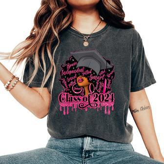 Proud Afro Black Girl Woman Graduation Class Of 2024 Women's Oversized Comfort T-Shirt - Monsterry