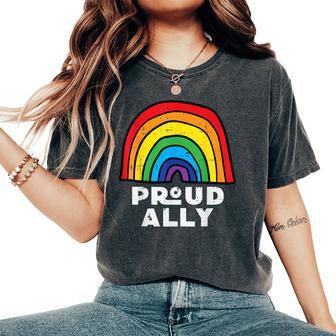Proud Ally Rainbow Flag Gay Ally Pride Month Lgbtq Women Women's Oversized Comfort T-Shirt - Thegiftio UK