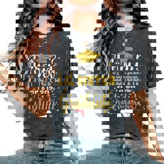 Proud Lil Sister Of A 2024 Graduate Class Senior Graduation Women's Oversized Comfort T-Shirt | Mazezy