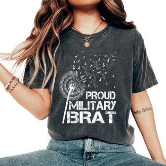 Proud Military Brat Military Child Month Purple Up Dandelion Women's Oversized Comfort T-Shirt - Monsterry CA