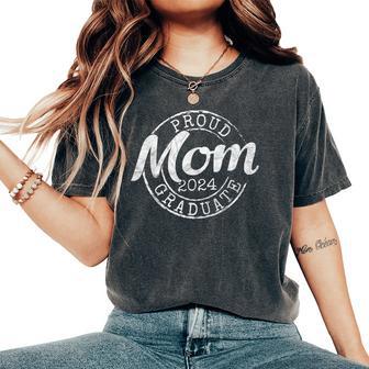 Proud Mom Of A Senior 2024 Graduate Class Stamp Graduation Women's Oversized Comfort T-Shirt - Thegiftio UK