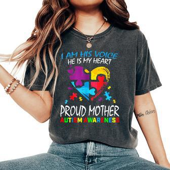 Pround Autism Mom Heart Mother Puzzle Piece Autism Awareness Women's Oversized Comfort T-Shirt - Seseable