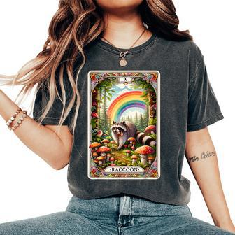 Raccoon Tarot Card Rainbow Mystic Goblincore Racoon Women's Oversized Comfort T-Shirt - Seseable