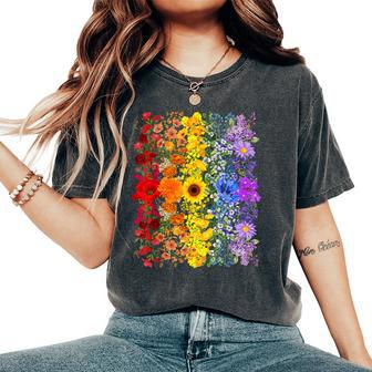 Rainbow Wildflowers Field Flowers Lgbtq Month Pride Month Women's Oversized Comfort T-Shirt - Monsterry AU