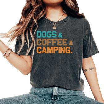 Retro Dogs Coffee Camping Campers Women's Oversized Comfort T-Shirt - Seseable
