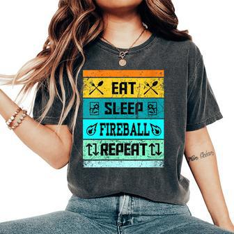 Retro Eat Sleep Fireball Women Women's Oversized Comfort T-Shirt - Monsterry UK