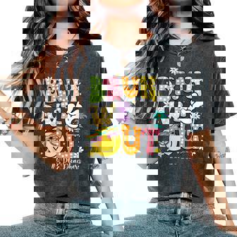 Retro Groovy Bruh We Out Sped Teachers Last Day Of School Women's Oversized Comfort T-Shirt - Thegiftio UK