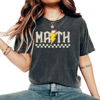 Retro Groovy Checkered Math Teacher High School Math Lovers Women's Oversized Comfort T-Shirt - Seseable
