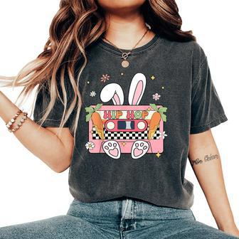 Retro Groovy Easter Hip Hop Bunny Cassette Hippie Music Women's Oversized Comfort T-Shirt - Seseable