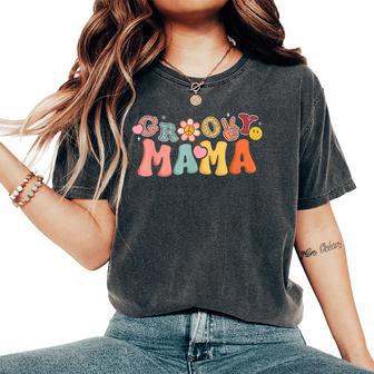 Retro Groovy Mama Cute Hippie Matching Family Birthday Party Women's Oversized Comfort T-Shirt - Thegiftio UK