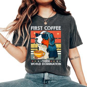 Retro Pet Sunglasses Coffee Vintage Bernese Mountain Dog Women's Oversized Comfort T-Shirt - Monsterry