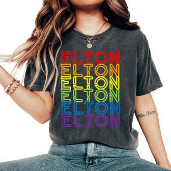 Retro Style Elton Rainbow Women's Oversized Comfort T-Shirt - Seseable
