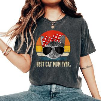 Retro Vintage Best Cat Mum Ever Cat Mummy Cat Mother Women's Oversized Comfort T-Shirt - Thegiftio UK