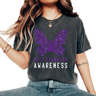 Rett Syndrome Awareness Butterfly Purple Ribbon Support Women's Oversized Comfort T-Shirt - Monsterry