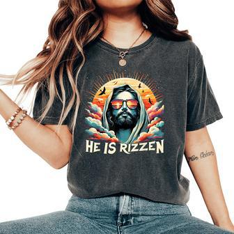 He Is Rizzen Christian Is Rizzen Retro Believe In Jesus Women's Oversized Comfort T-Shirt | Mazezy DE