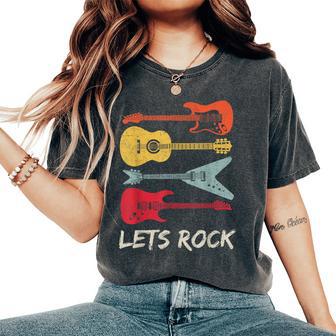 Lets Rock Rock N Roll Guitar Retro Women Women's Oversized Comfort T-Shirt - Thegiftio UK