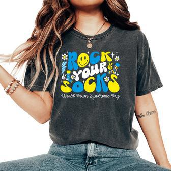 Rock Your Socks Down Syndrome Awareness Day Groovy Wdsd Women's Oversized Comfort T-Shirt | Mazezy CA