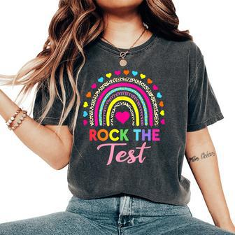 Rock The Test Test Day Teacher Testing Day Rainbow Teacher Women's Oversized Comfort T-Shirt - Seseable