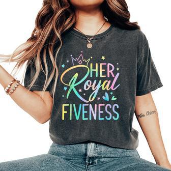 Her Royal Fiveness Birthday 5 Years Old Girl 5Th Bday Women's Oversized Comfort T-Shirt - Monsterry