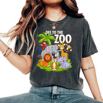 Safari Zoo Birthday Party Wild Zoo Animals Teacher Toddlers Women's Oversized Comfort T-Shirt - Thegiftio UK