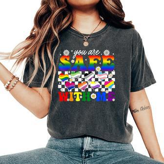 You Are Safe With Me Rainbow Gay Transgender Lgbt Pride Women's Oversized Comfort T-Shirt - Monsterry UK