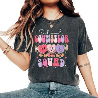 School Counselor Squad Retro Groovy Valentines Day Women's Oversized Comfort T-Shirt - Monsterry CA