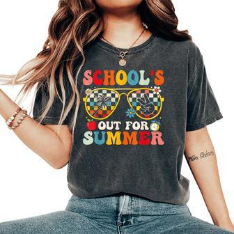 Schools Out For Summer Groovy Last Day Of School Teacher Women's Oversized Comfort T-Shirt - Seseable