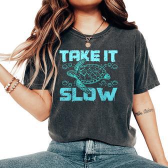 Sea Turtle Take It Slow Women's Oversized Comfort T-Shirt - Thegiftio UK