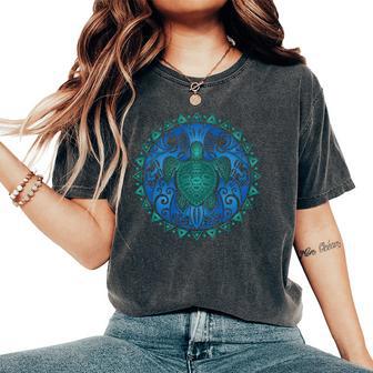 Sea Turtle Tribal Hawaiian Hawaii Turtles Lover Women's Oversized Comfort T-Shirt - Monsterry