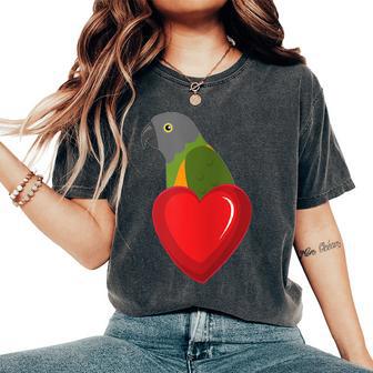 Senegal African Parrot Heart Pocket Women's Oversized Comfort T-Shirt - Monsterry