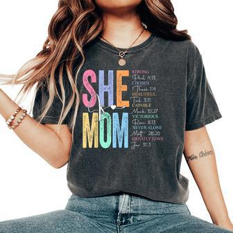 She Is Mom Religious Believe Verses Christian Women's Oversized Comfort T-Shirt | Mazezy UK