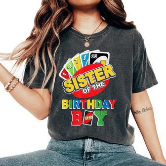 Sister Of The Birthday Boy Uno Mom Mama 1St Bday Women's Oversized Comfort T-Shirt - Monsterry DE