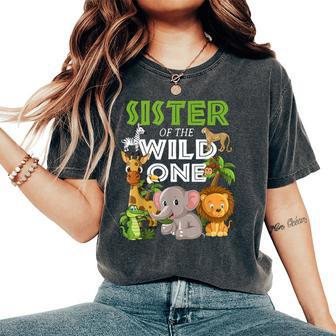Sister Of The Wild One Zoo Birthday Safari Jungle Animal Women's Oversized Comfort T-Shirt - Monsterry UK