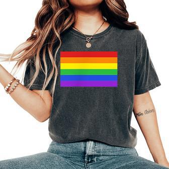 Small Pride Flag Subtle Pride Rainbow Lgbt Gay Pride Month Women's Oversized Comfort T-Shirt - Monsterry