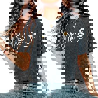 Smile Face Daisy Flower Costume Trendy Aesthetic Smile Daisy Women's Oversized Comfort T-Shirt - Thegiftio