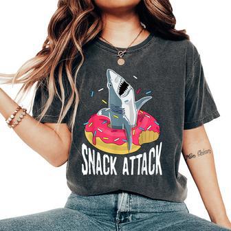 Snack Attack Doughnut Float Shark Women Women's Oversized Comfort T-Shirt - Monsterry CA