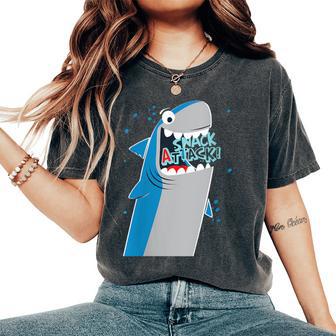 Snack Attack Shark Women's Oversized Comfort T-Shirt - Monsterry DE