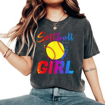 Softball Girl Bat & Ball Player Baller Baseball Lovers Women's Oversized Comfort T-Shirt - Monsterry UK